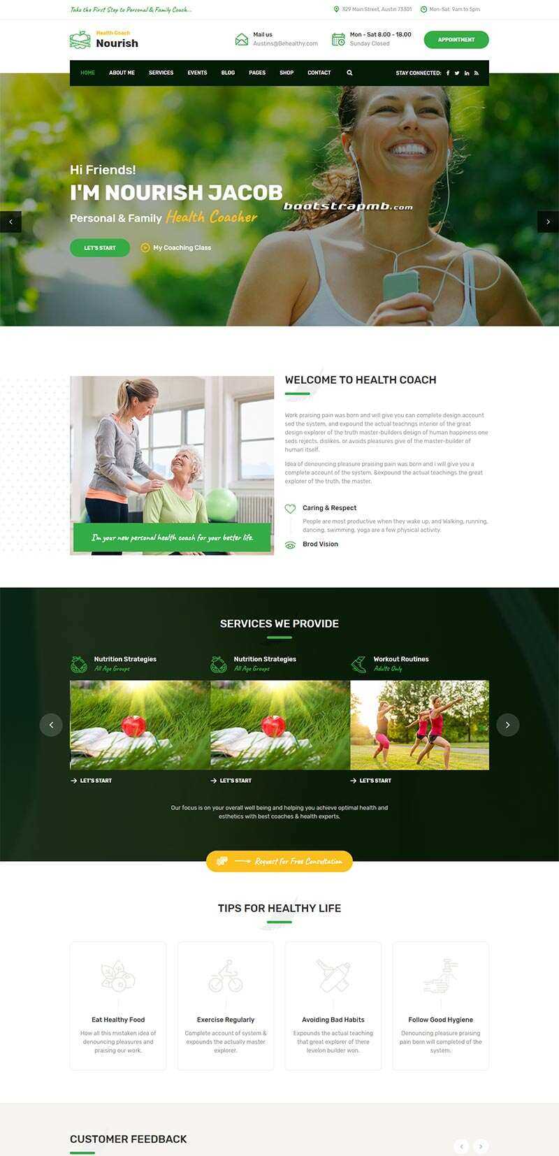 Bootstrap绿色的健康指导生活服务网站html模板AI匠码集 Web前端、Java、Python等全栈源码资源下载站-小K网-QQ活动_资源分享-源码基地-项目分享-安卓绿色软件基地AI匠码集 Web前端、Java、Python等全栈源码资源下载站-小K网-QQ活动_资源分享-源码基地-项目分享-安卓绿色软件基地